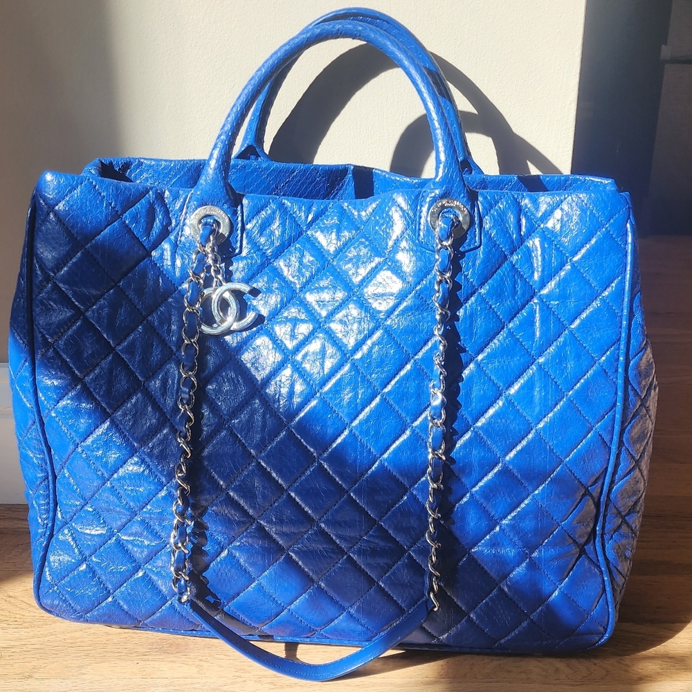 CHANEL Vibrant Blue Quilted Tote
